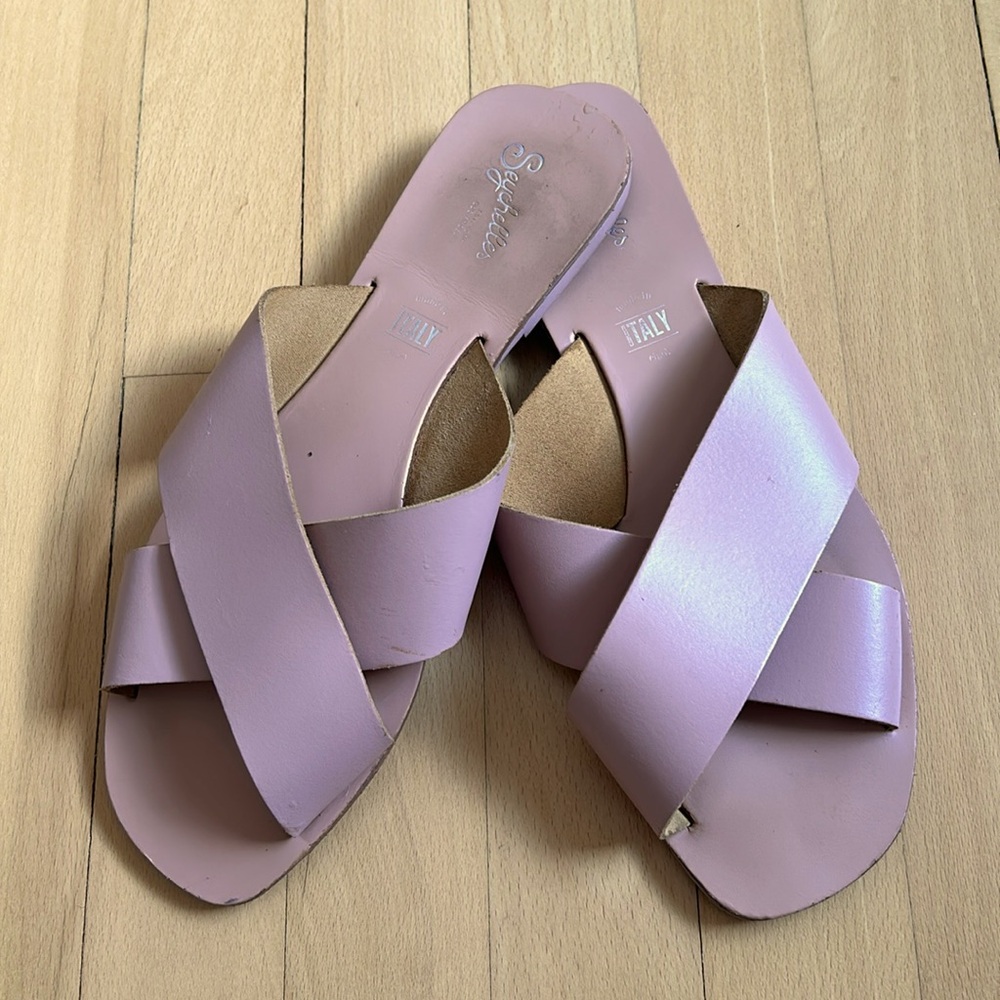 Seychelles Pink Crossband Slide Sandals